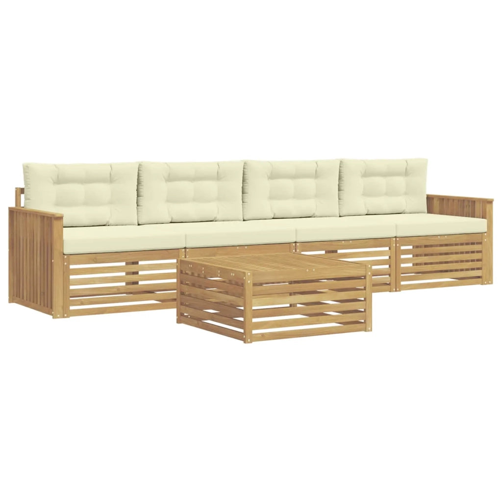 Set di divani da esterno 5 pz Bianco e Crema 3390000
