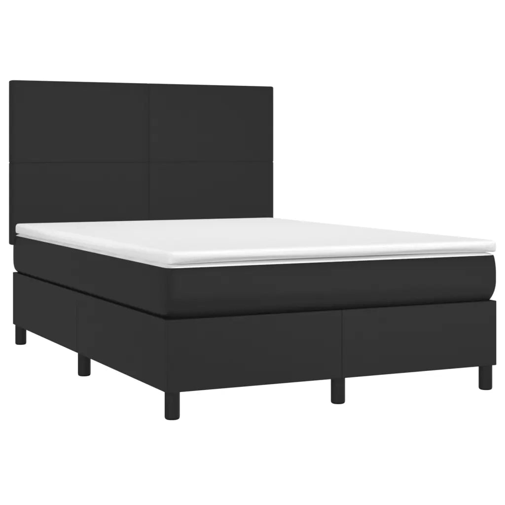 Giroletto a Molle con Materasso e LED Nero 140x190cm Similpelle 3135819
