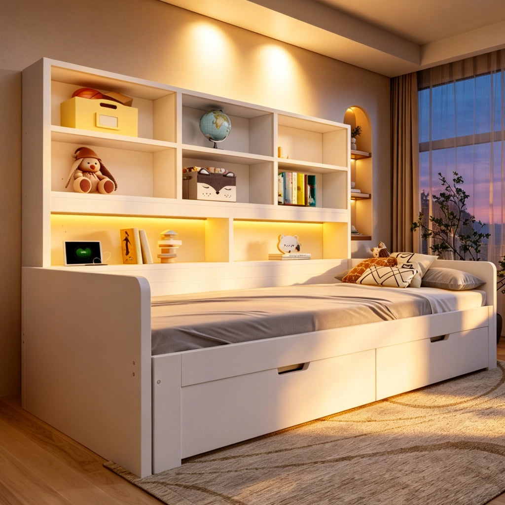 letto in mdf bianco 90 x 200 cm