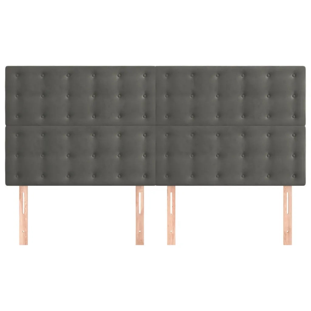 Testiera | Testata Grigio Scuro 160x5x118/128 cm Velluto