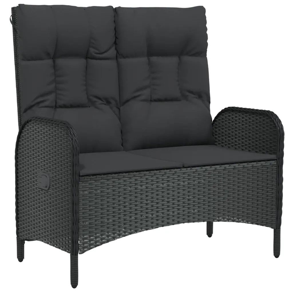 Set da Pranzo da Giardino 5 pz Nero con Cuscini in Polyrattan 3185090