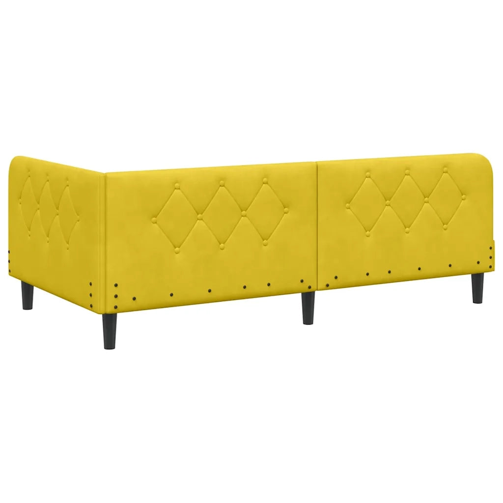 Cornice del letto ad angolo Giallo 90 x 190 cm Velluto 3394150