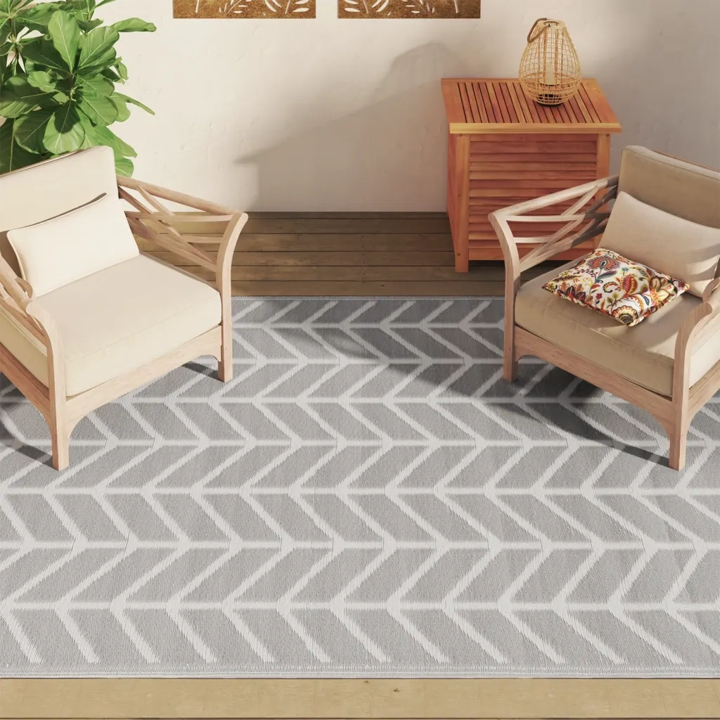 Tappeto da Esterni ARAKIL Grigio 160x230 cm in PP 368543