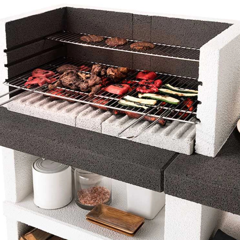 Barbecue in cemento orlando con griglia regolabile e piano d'appoggio