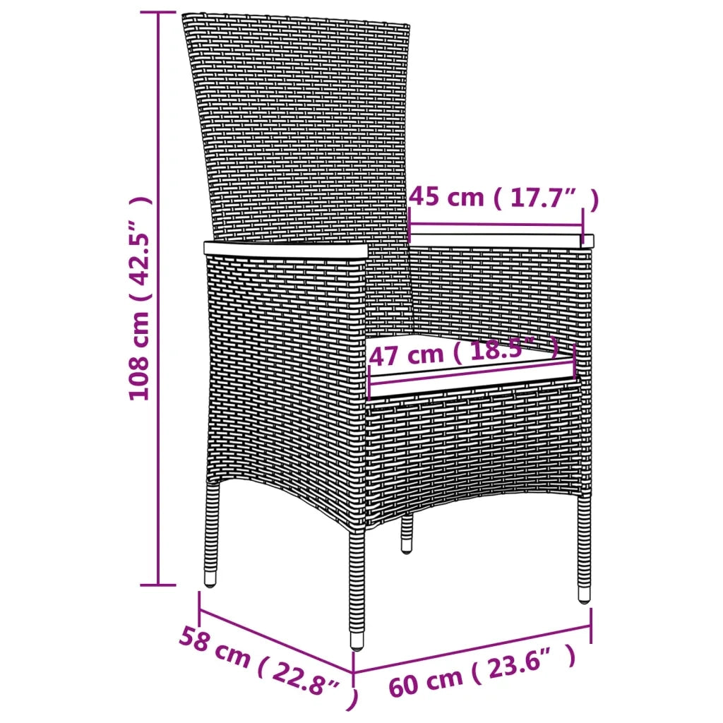 Set da Pranzo da Giardino 5 pz con Cuscini in Polyrattan Grigio 3157536