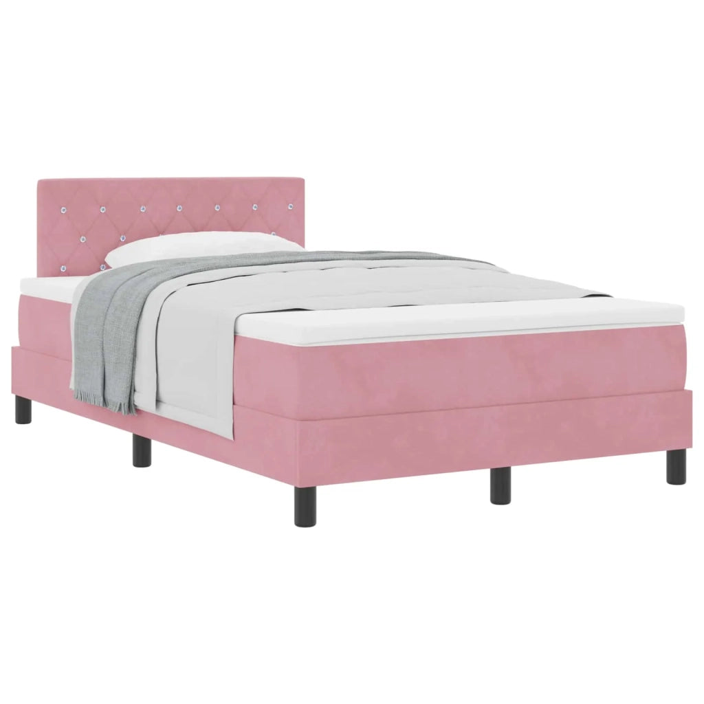 Letto a molle con materasso Rosa 120 x 190 cm Velluto 3339097