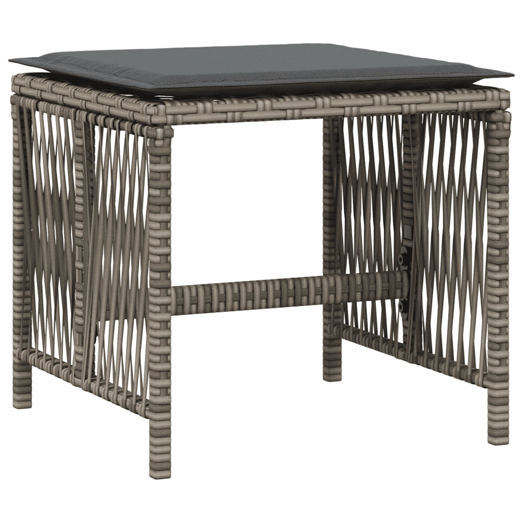 Set da Pranzo da Giardino 17pz con Cuscini Grigio in Polyrattan 3211544
