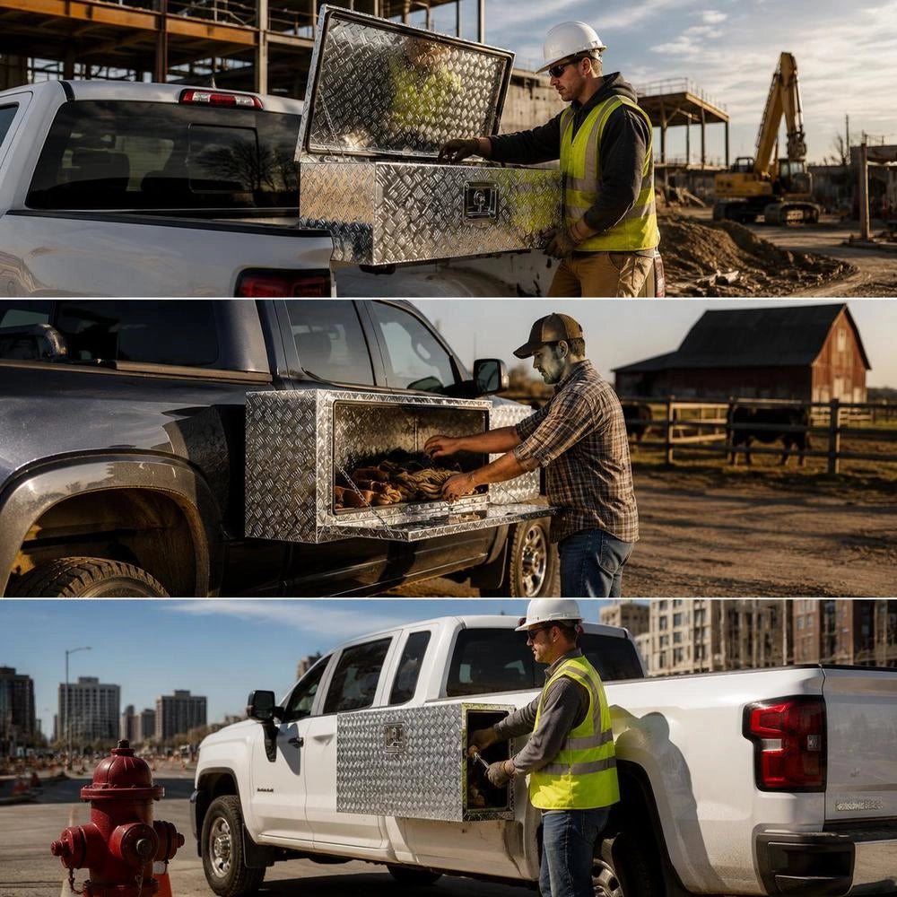 Underfloor Truck Box, 610 X 335 X 405 Mm Pickup Storage Box, Aluminum Toolbox With Lock & Keys, Waterproof Trailer Toolbox For Trucks, Vans, Trailers, Etc.
