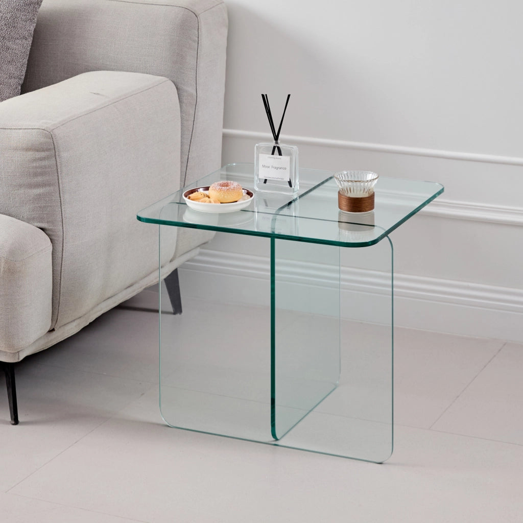TAVOLINO Laterale 45x45x51 cm Vetro Trasparente