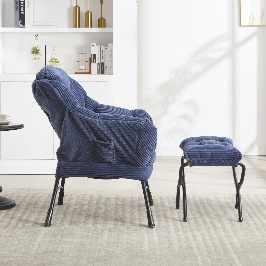 Poltrona Relax con Poggiapiedi e Braccioli ¨C Xylo ¨C Blu