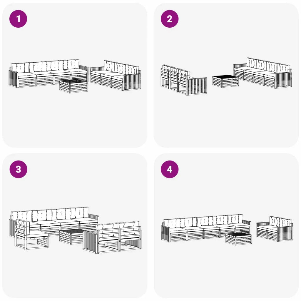Set di divani da esterno 8 pz Bianco e Antracite 3390162