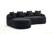 Divano modulare angolare 3 posti con chaise longue sinistra in chenille nero