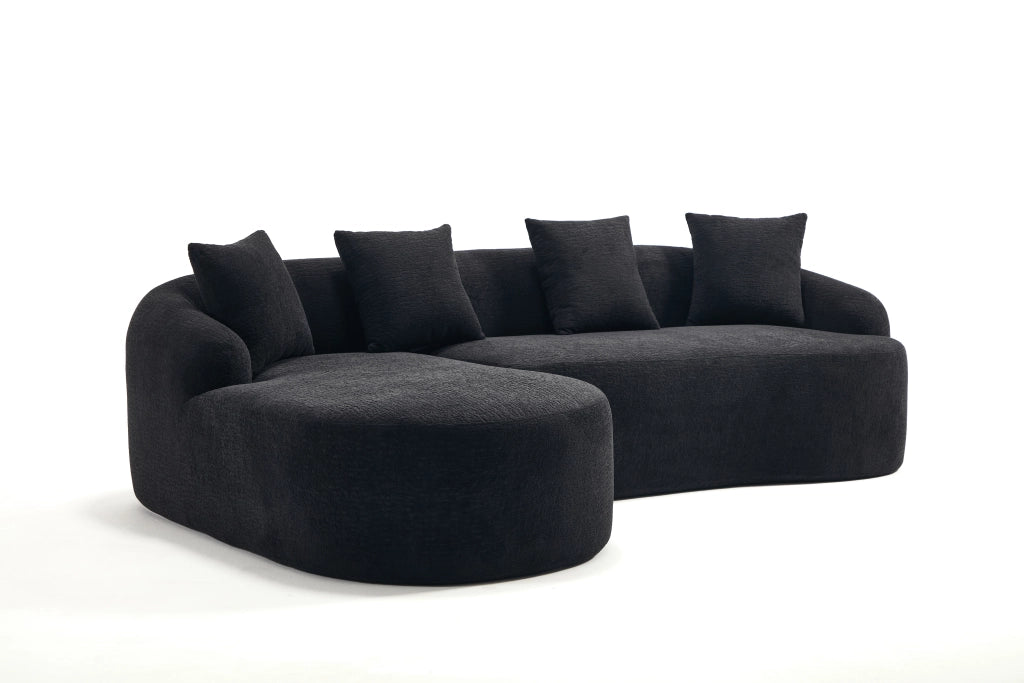 Divano modulare angolare 3 posti con chaise longue sinistra in chenille nero