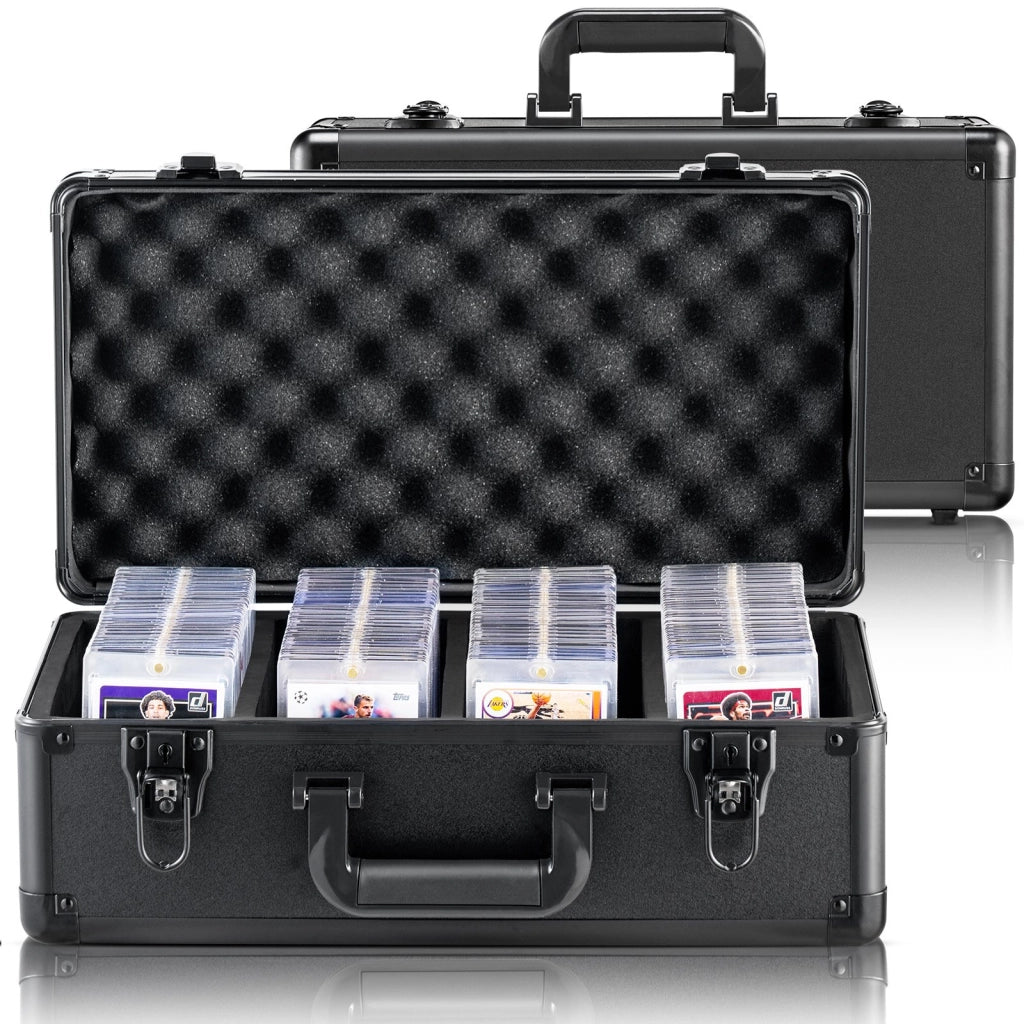 Custodia Porta Carte Sportive TB1096 con 4 Fessure, Scatola Rigida Robusta e Portatile per Carte PSA BGS, 425x235x165 mm