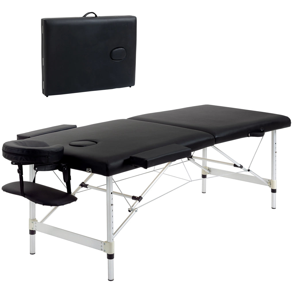 Lettino da Massaggio Pieghevole 2 Zone ¨C Xylo ¨C 90cm Nero Regolabile in Altezza Imbottito