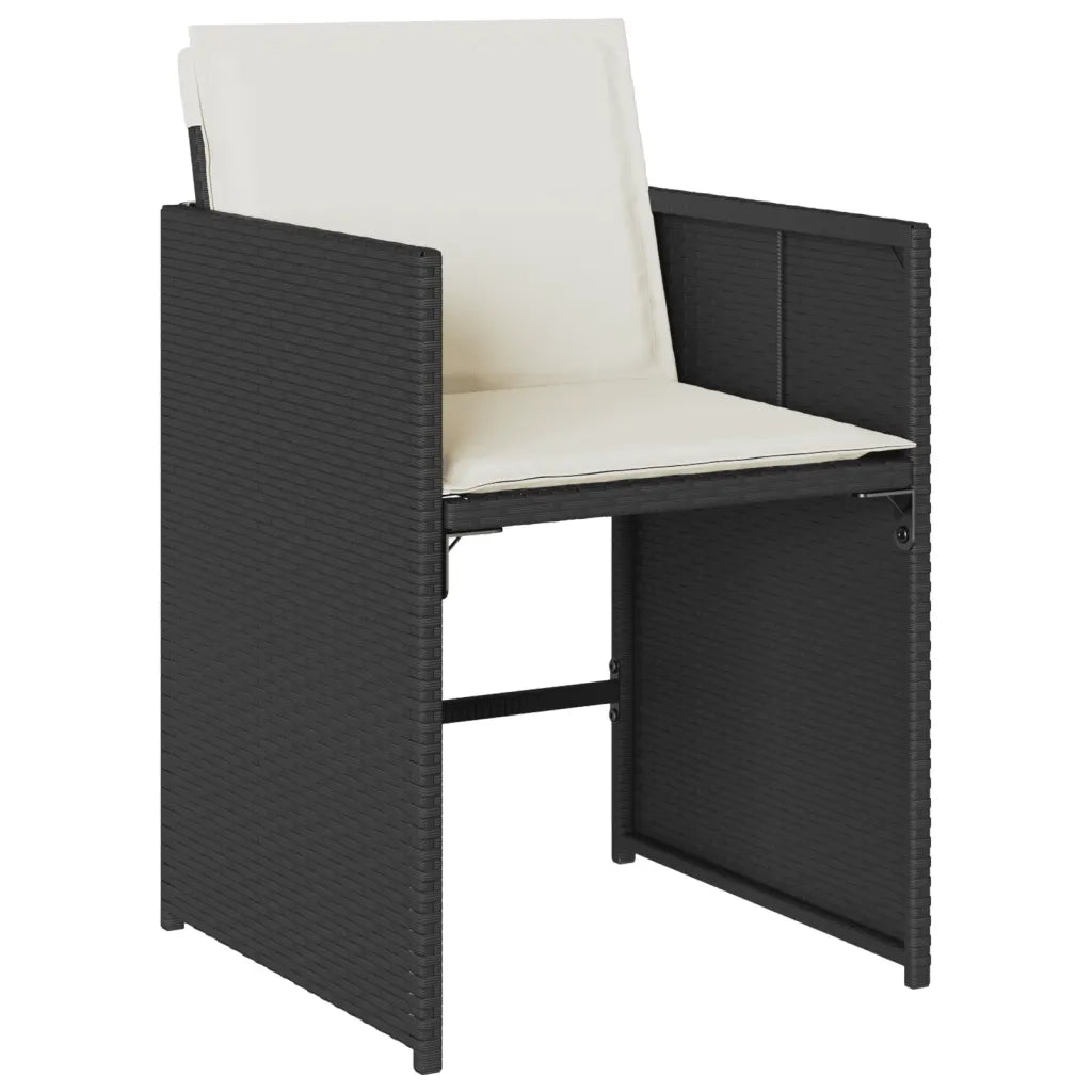 Set da Pranzo da Giardino 7 pz Nero con Cuscini in Polyrattan 3277853