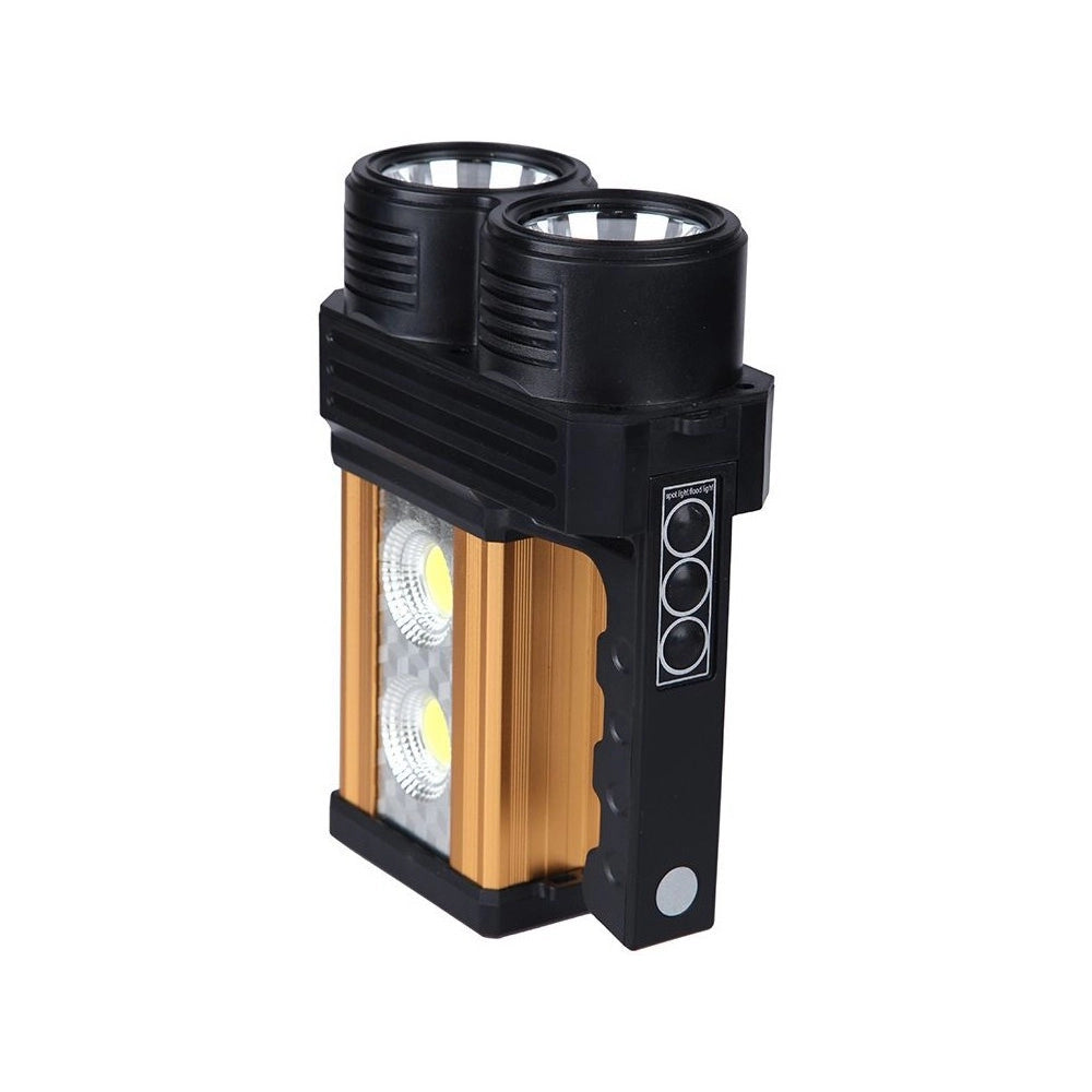 Trade Shop - Torcia Lampada A Led Ricaricabile Emergenza 10w 200 Metri Usb Luce Gialla Bianca -
