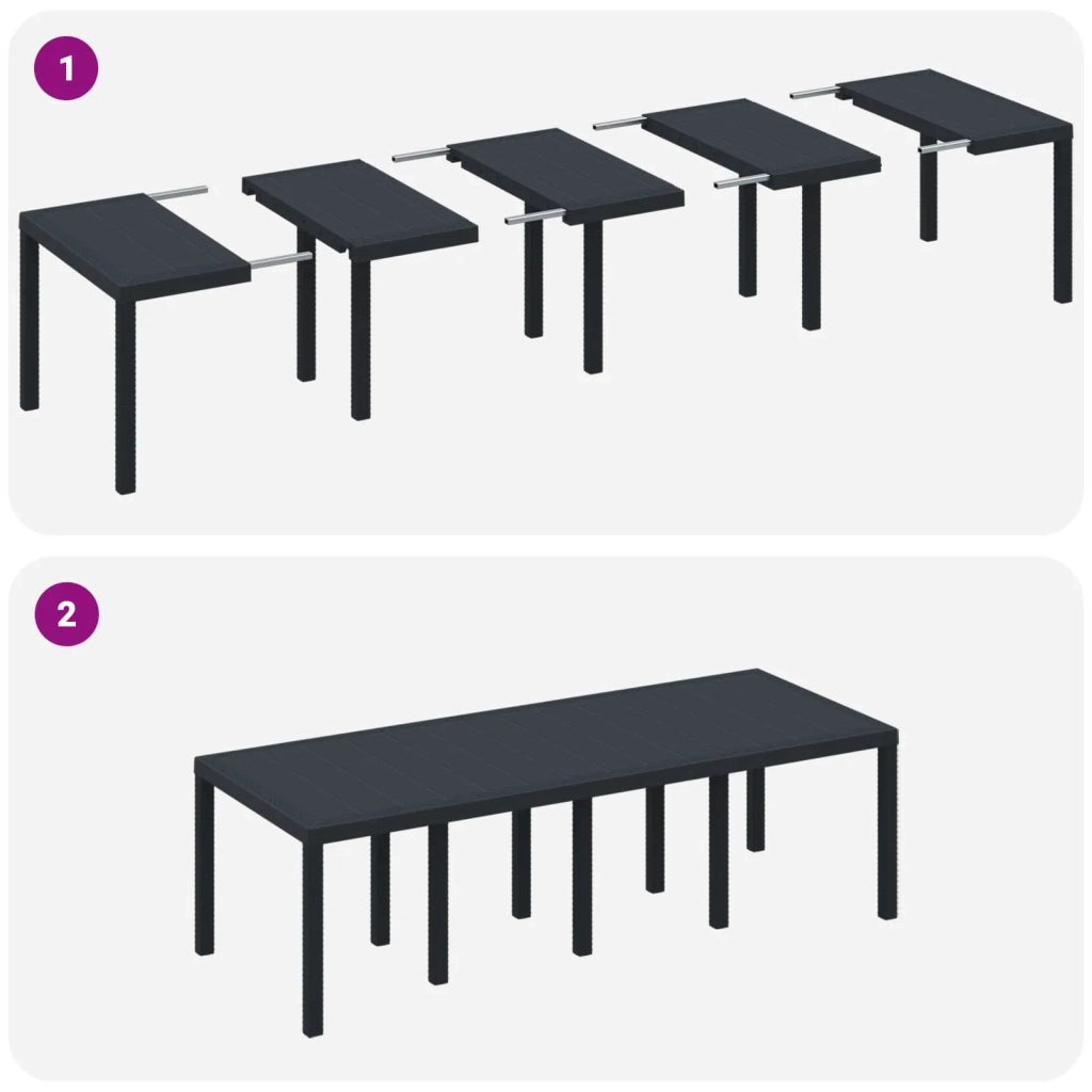 Set da Pranzo per Giardino 9 pcs Antracite Polipropilene 3378733