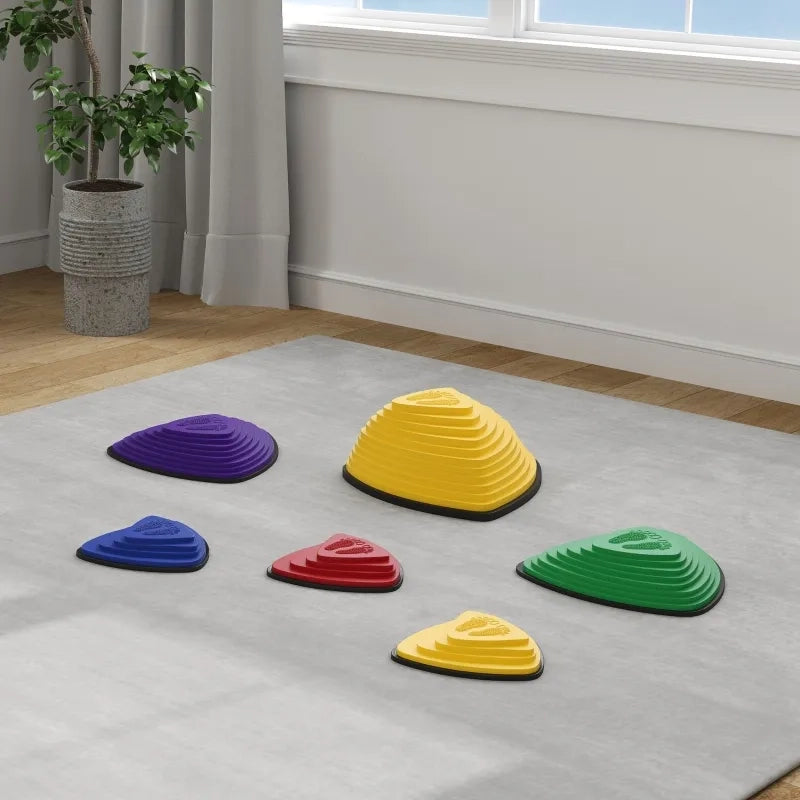 Set 6 Sgabelli Impilabili, Design Antiscivolo, per Interni ed Esterni, Multicolore