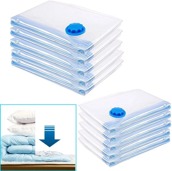 6x Borse di Stoccaggio a Vuoto 100x120cm - Risparmio di Spazio Rinnovabile Aria Tesa Impreregolabile Antimuffa per Grandi Letti - Impreregolabile PET+PE