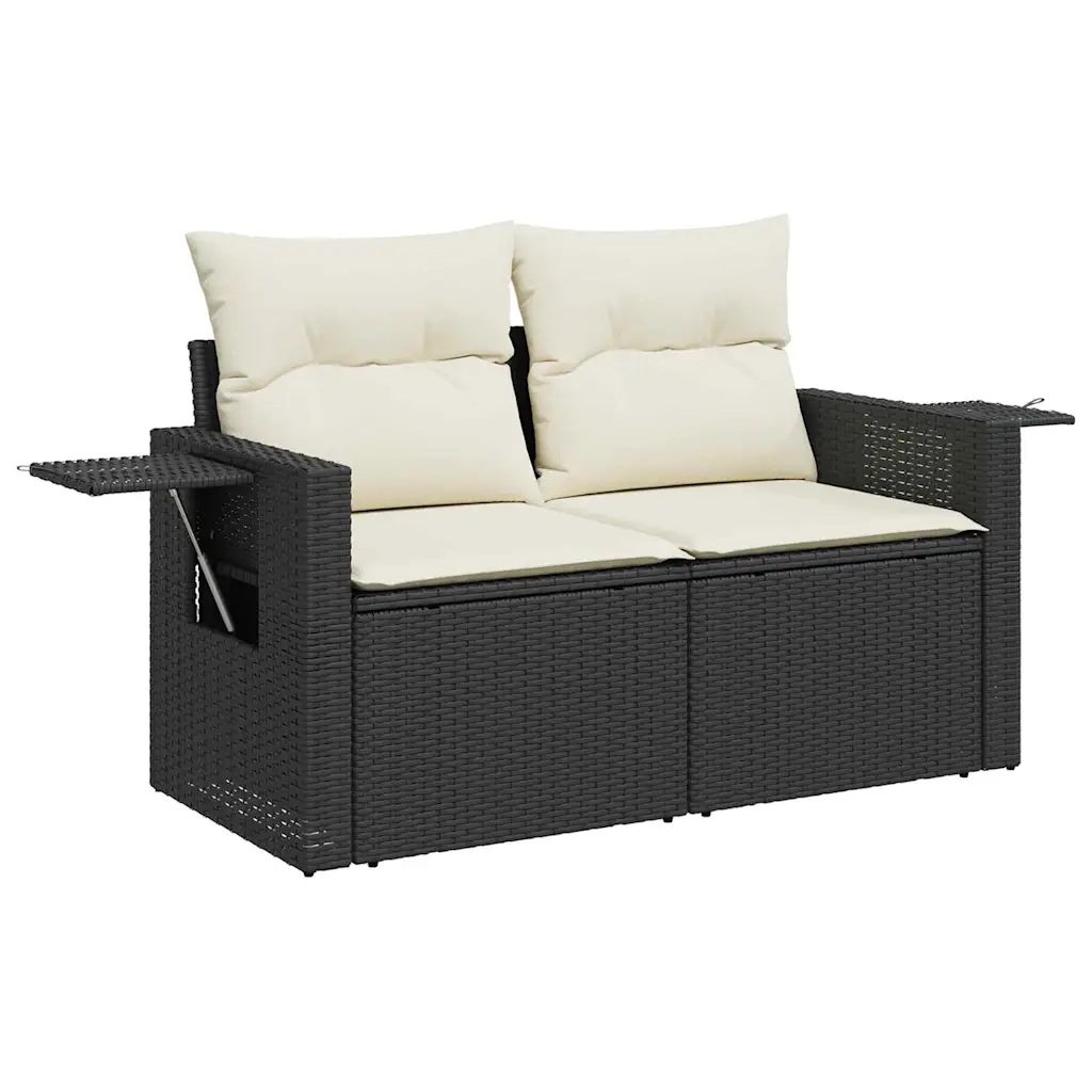Set Divano da Giardino con cuscino 8 pcs Nero polyrattan 3361745