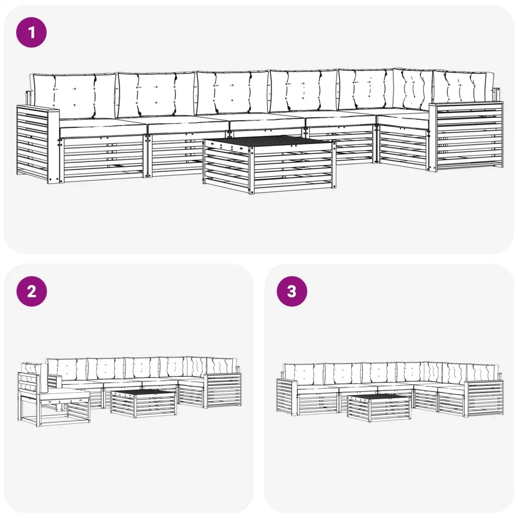 Set di divani da esterno 7 pz Bianco e Antracite Poliestere 3390612