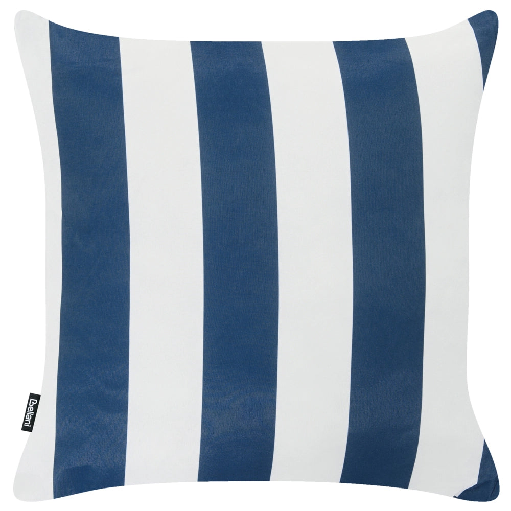 Set di 3 cuscini da esterno bianchi e blu navy in poliestere per giardino