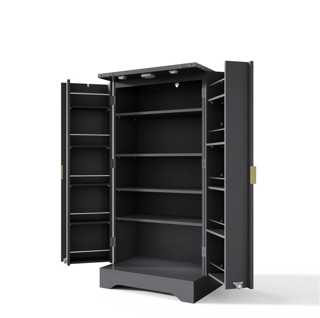 Credenza alta con luce LED sensore; 120x60;5x40 cm; MDF; nero
