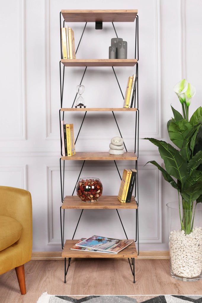 Libreria in legno "Balaban" - 46 x 30 x 165 cm - Marrone