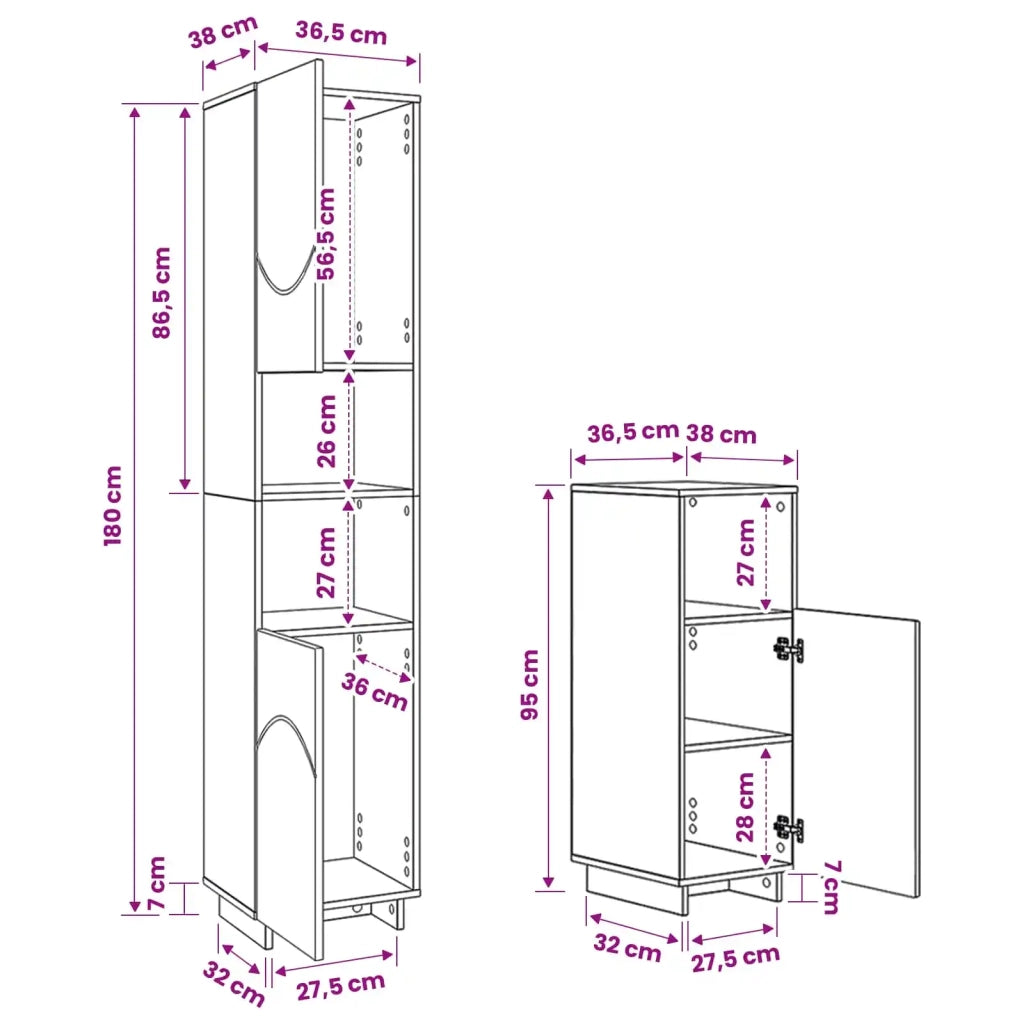 Set mobili da bagno 2 pz Nero Legno ingegnerizzato 3433101