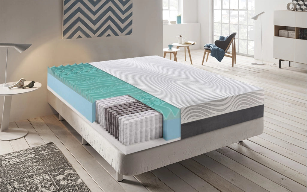 Materasso Matrimoniale 160x190 a molle insachettate e Memory Foam 9 Zone Differenziate  Rivestimento sfoderabile