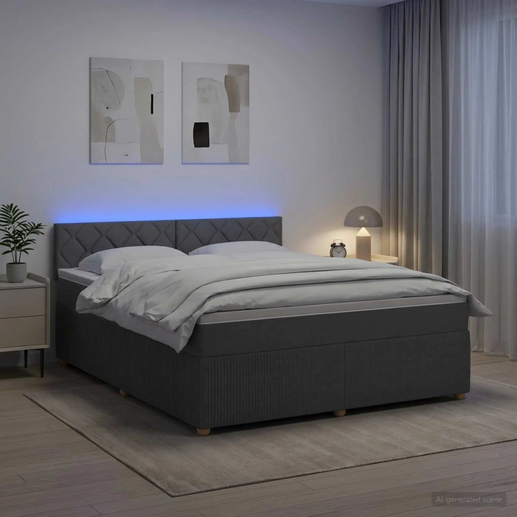 Letto box spring con materasso Grigio Scuro 140 x 190 cm 3452933