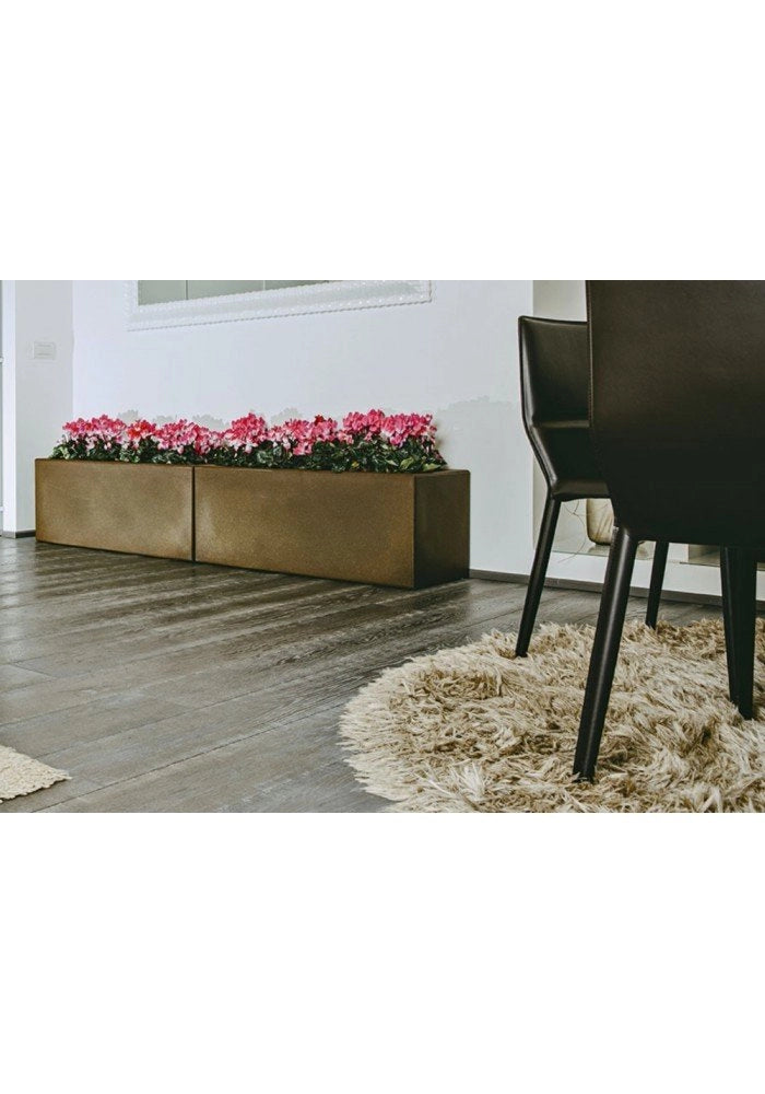 FIORIERA VASO Matera RETTANGOLARE 100X40X40 cm RESINA MODERNO - MONACIS Colore: Bronzo