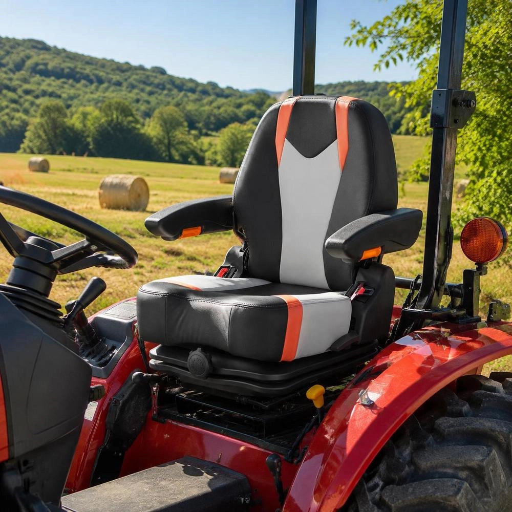 Forklift Seat, Tractor Seat With Adjustable Backrest, Armrest & Safety Belt, Safe Fold-down Tractor Seat With Microswitch, Lawnmower Seat For Compact Loaders, Bulldozers