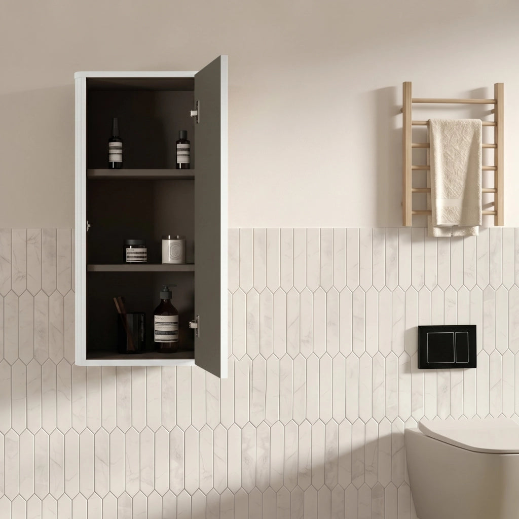 Pensile sospeso moderno bianco con anta push-to-open