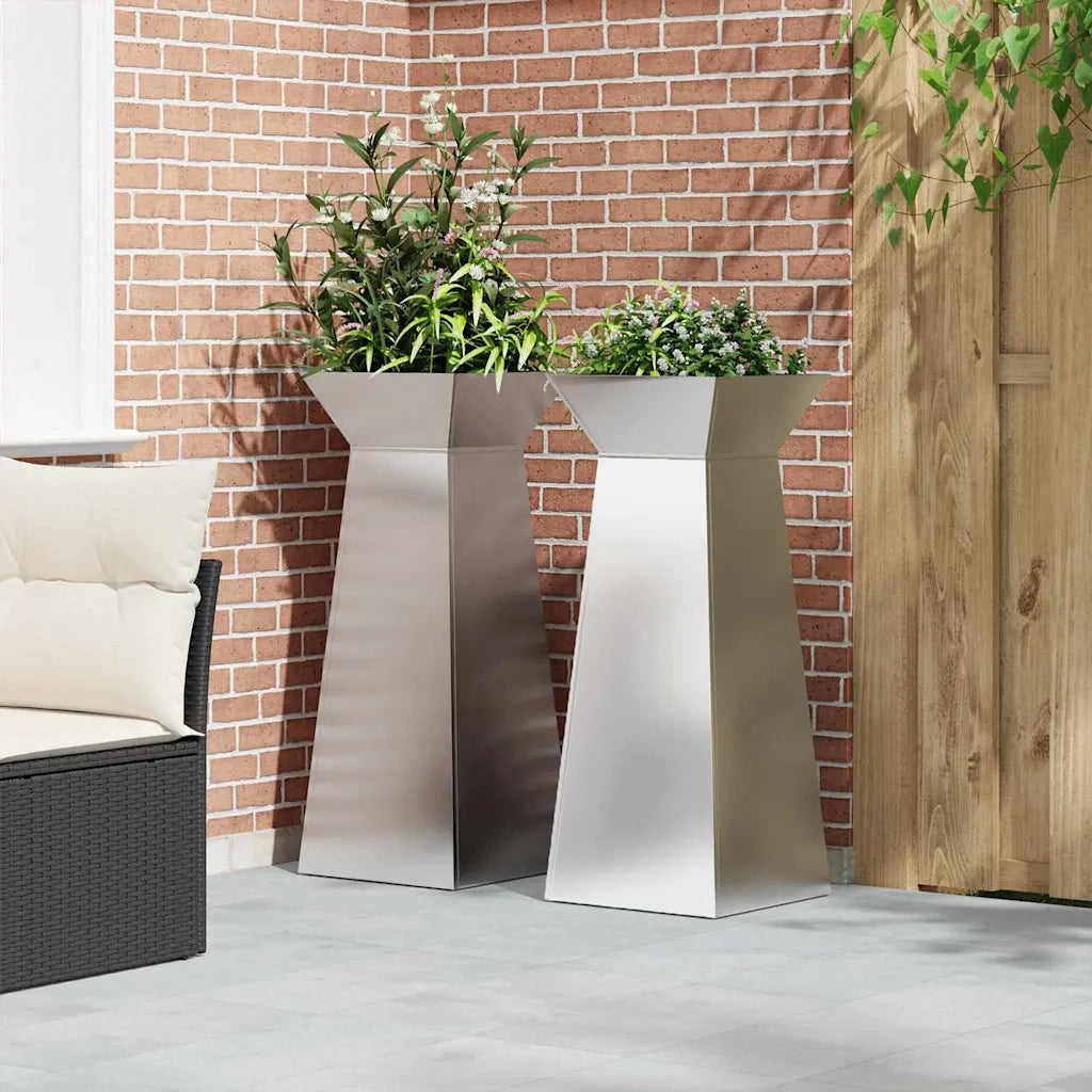 Vaso a Pilastro 2 pcs Argento 40 x 40 x 100 cm