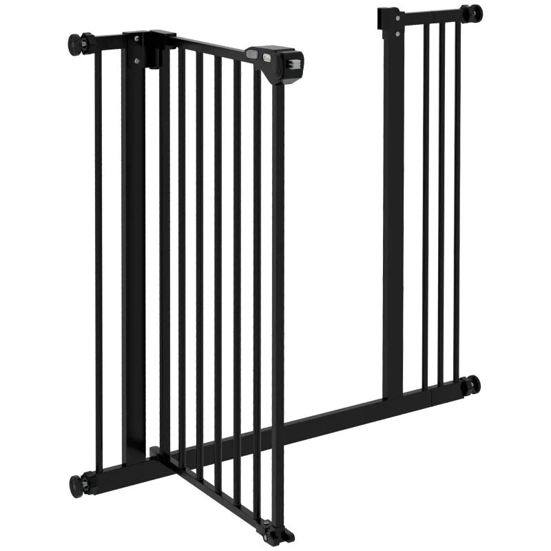 Cancello di sicurezza per cani e animali domestici, metallo e plastica, nero, 74-87 cm