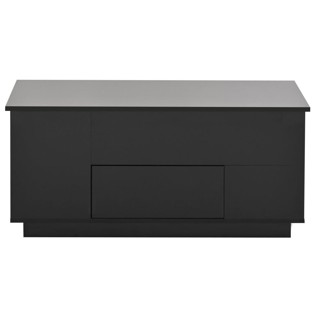 Tavolino da caff¨¨ elevabile 100x50 cm con LED, 2 cassetti e 2 sgabelli nero