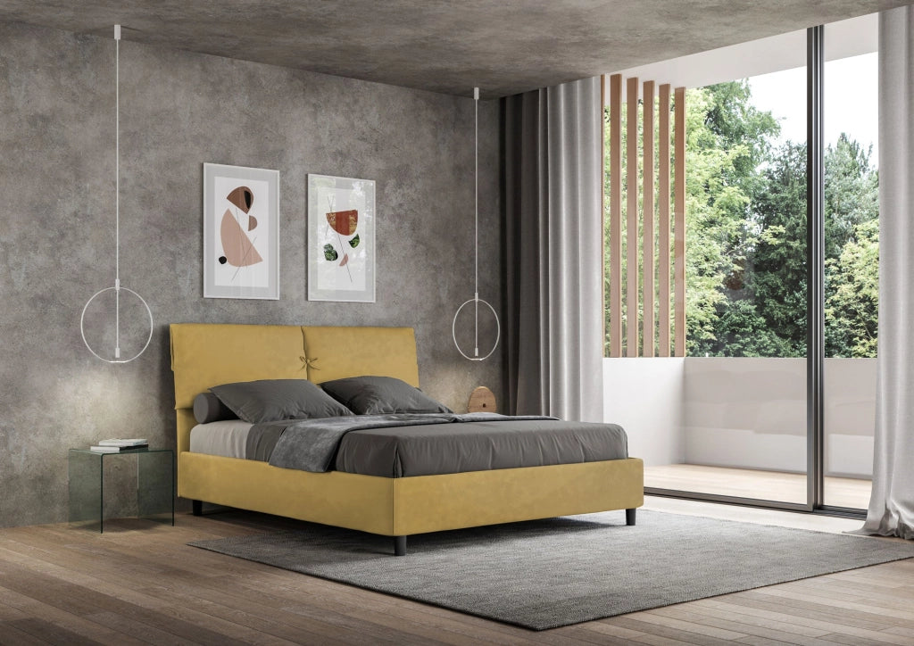 Letto Matrimoniale 160x200 cm con Rete Mados Ocra