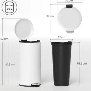 Cestino gettacarte da 30 L con pedale e chiusura silenziosa