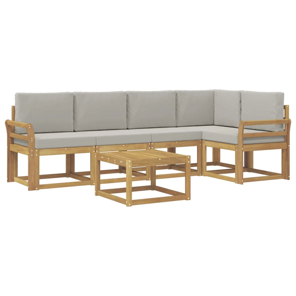 Set di divani da esterno 6 pz Bianco e Grigio Chiaro 3387665