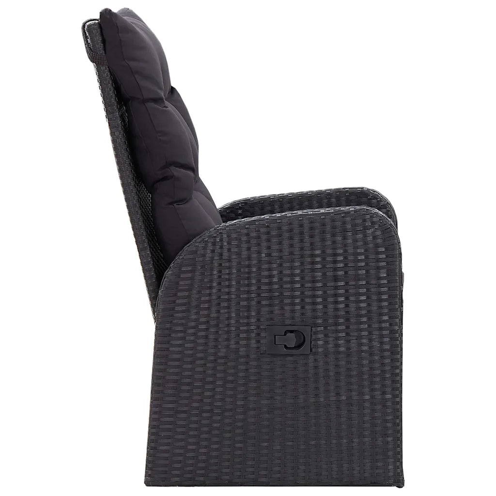 Set da Pranzo da Giardino 7 pz con Cuscini Nero 3099495