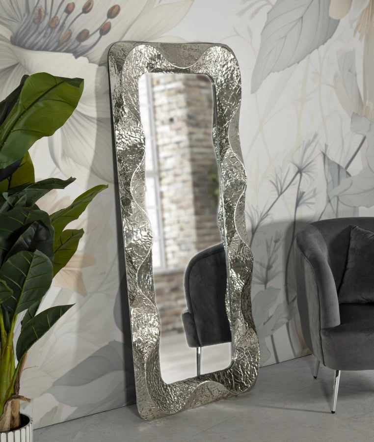 Specchio Argelux Rettangolare 70x6,5x160,5 cm in Ferro e Specchio e MDF Argento