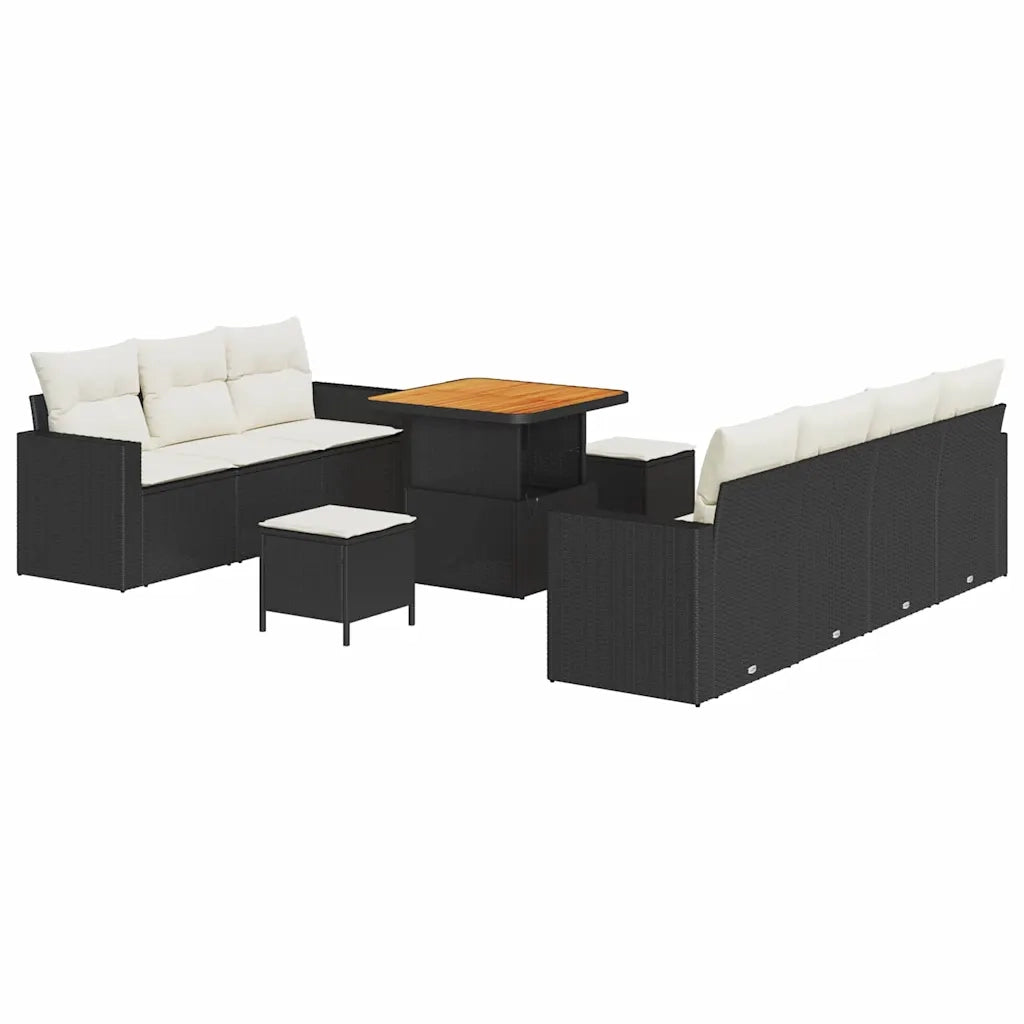 Set Divano da Giardino con cuscino 10 pcs Nero e crema 3363525
