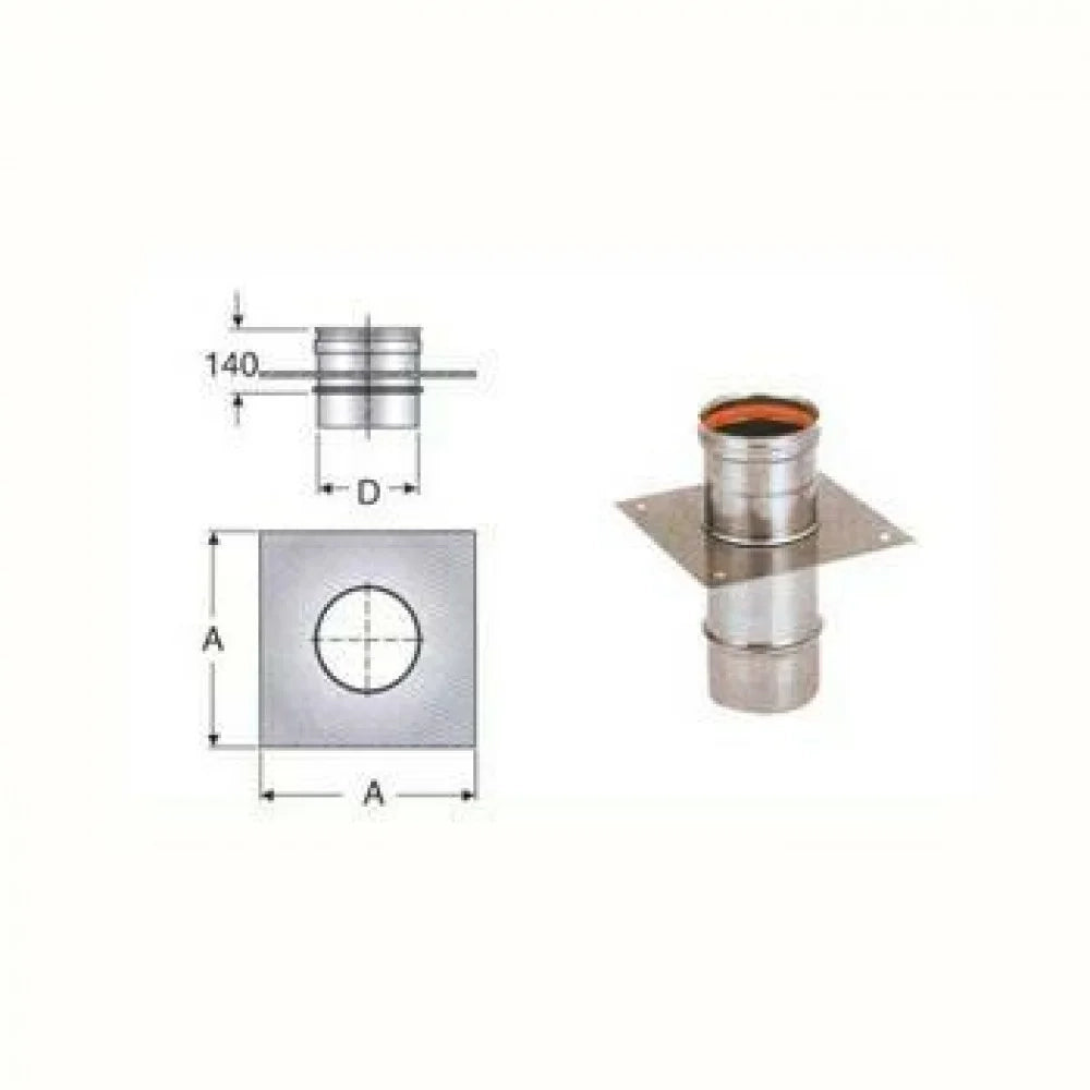 Piastra con elemento diritto d.2 50 inox aisi316l b08x9skbp8
