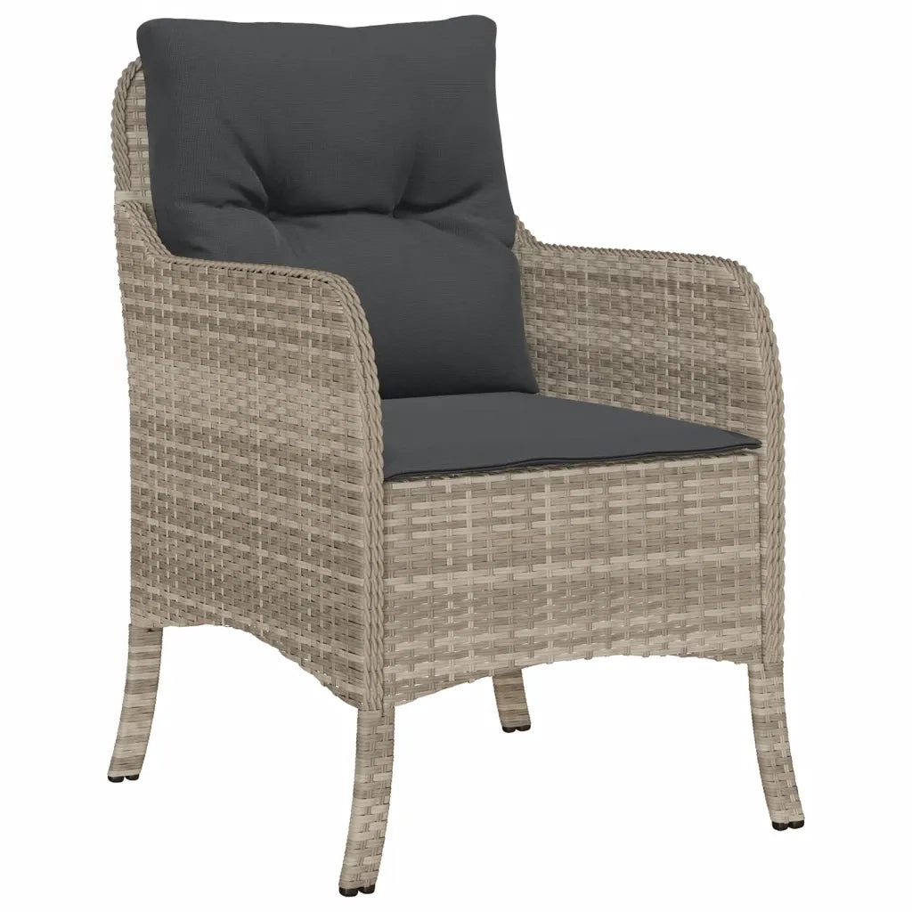 Set da Pranzo da Giardino 7 pz Cuscini Polyrattan Grigio Chiaro 3211890