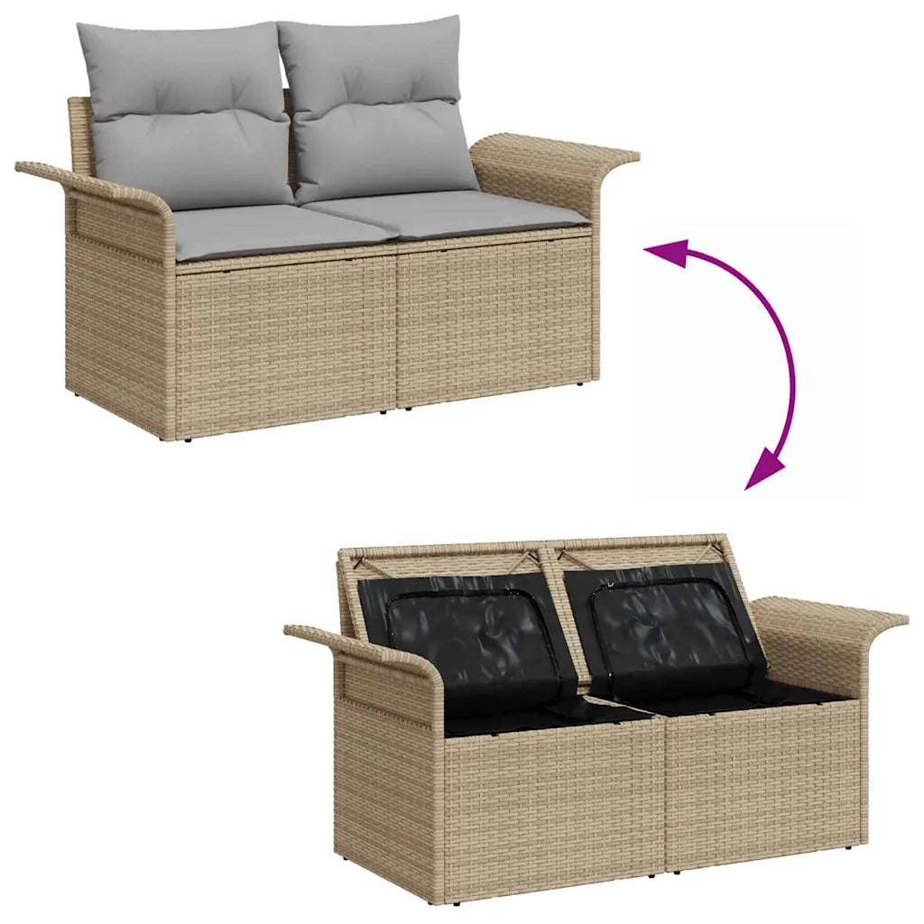 Set Divano da Giardino con cuscino 6 pcs Beige Poly Rattan 3360251