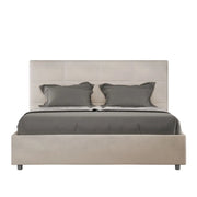 Letto matrimoniale con rete imbottito 160x190 microfibra sabbia Mika