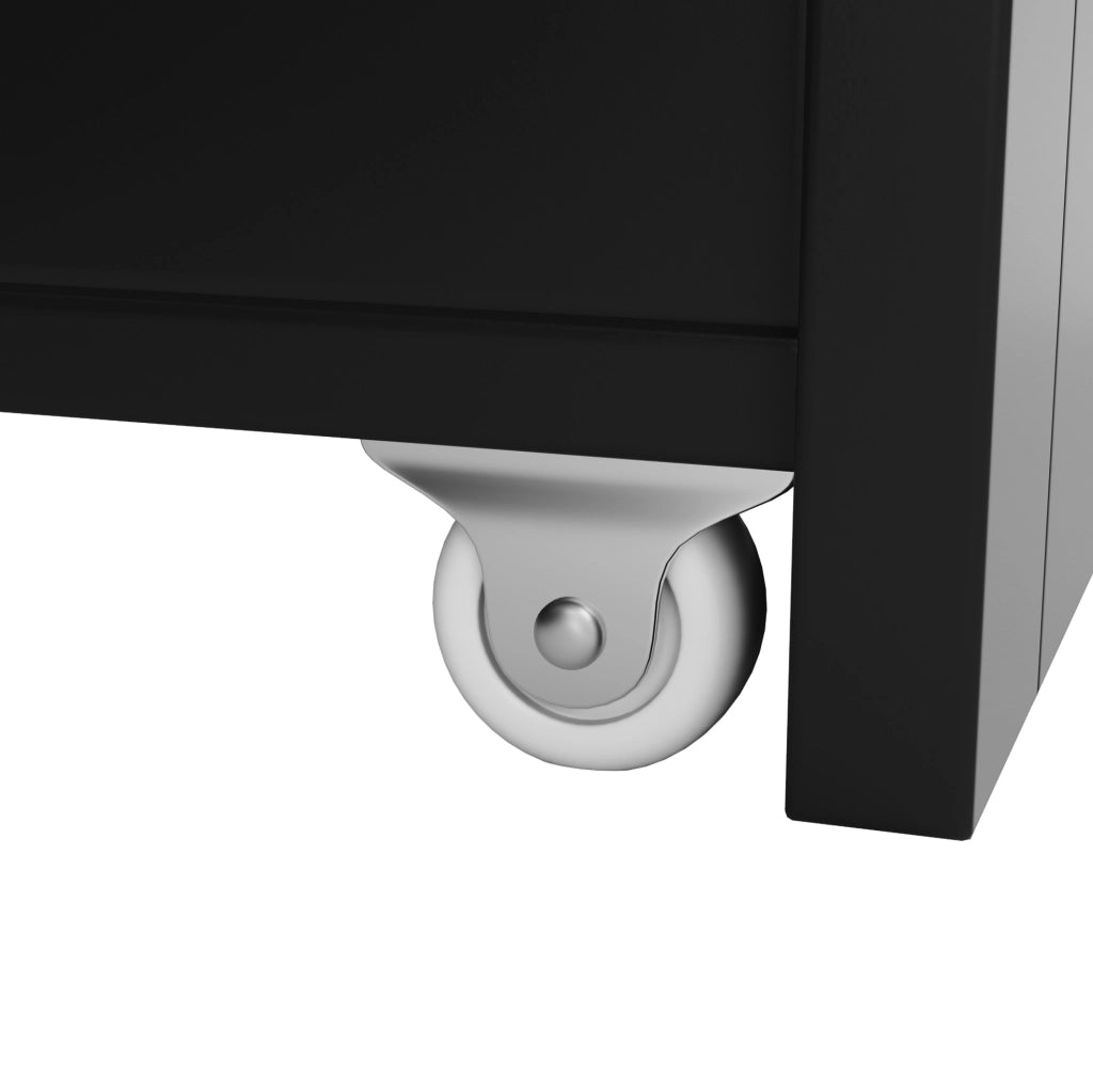 Mobile alto da cucina nero 120 cm con LED RGB e vetrine