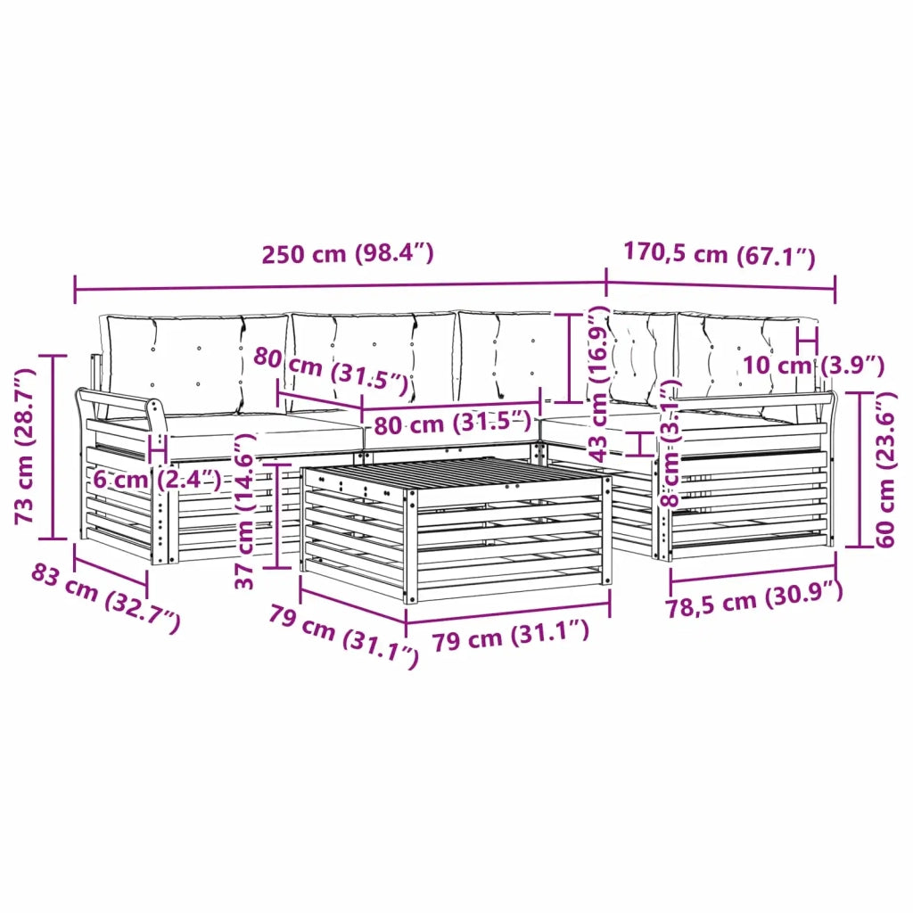 Set di divani da esterno 5 pz Bianco e Antracite Poliestere 3390447